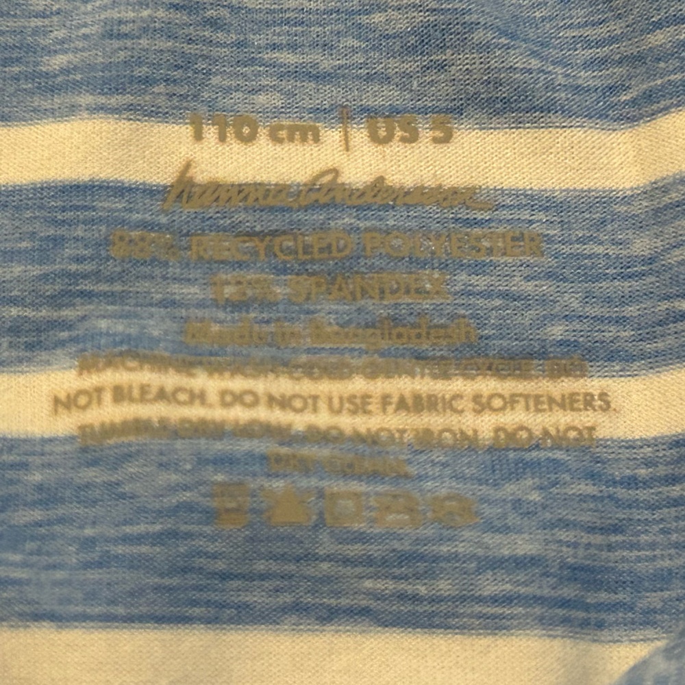 Hanna Andersson Blue & White Striped Polo Shirt - Boys size 110 - Picture 3 of 6